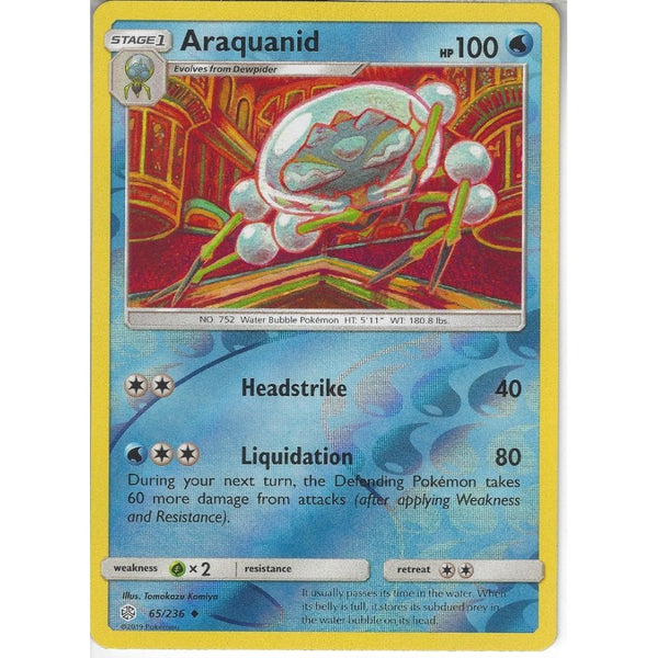 Pokemon Trading Card Game 65/236 Araquanid | Uncommon Reverse Holo Card | SM12 Cosmic Eclipse