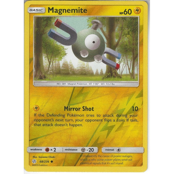 Pokemon Trading Card Game 68/236 Magnemite | Common Reverse Holo Card | SM12 Cosmic Eclipse