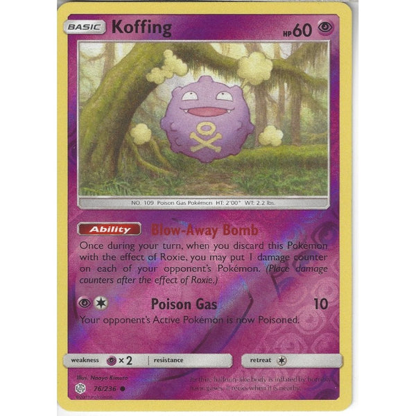 Pokemon Trading Card Game 76/236 Koffing | Common Reverse Holo Card | SM12 Cosmic Eclipse
