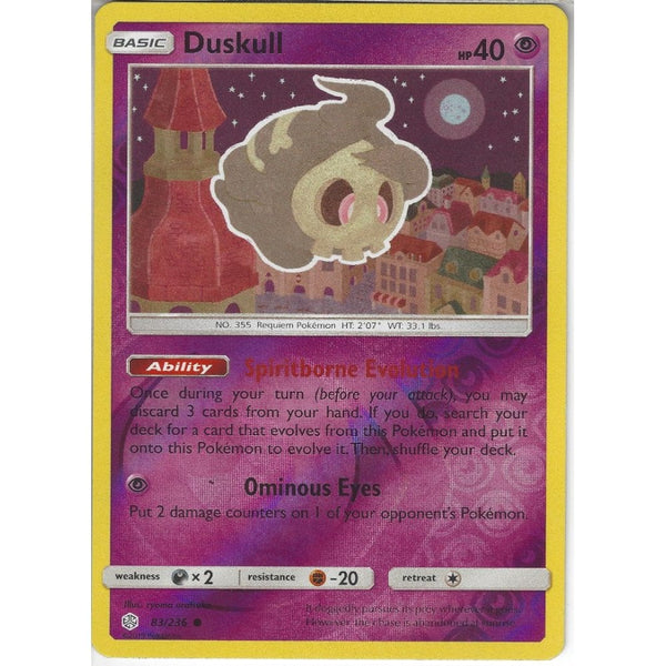 Pokemon Trading Card Game 83/236 Duskull | Common Reverse Holo Card | SM12 Cosmic Eclipse