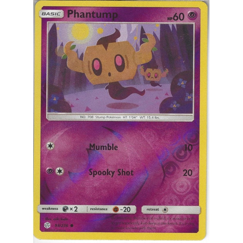 93/236 Phantump | Common Reverse Holo Card | SM12 Cosmic Eclipse - Recaptured LTD 93/236 Phantump | Common Reverse Holo Card | SM12 Cosmic Eclipse - Recaptured LTD