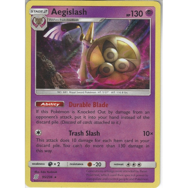 Pokemon Trading Card Game 95/236 Aegislash | Rare Holo Card | SM11 Unified Minds