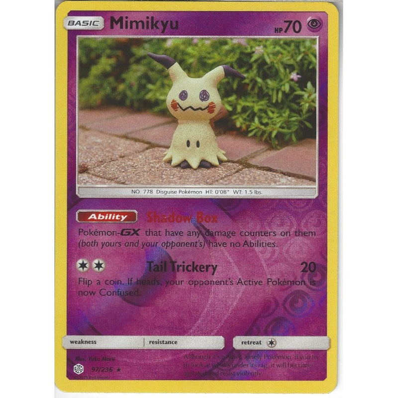 97/236 Mimikyu | Rare Reverse Holo Card | SM12 Cosmic Eclipse - Recaptured LTD 97/236 Mimikyu | Rare Reverse Holo Card | SM12 Cosmic Eclipse - Recaptured LTD