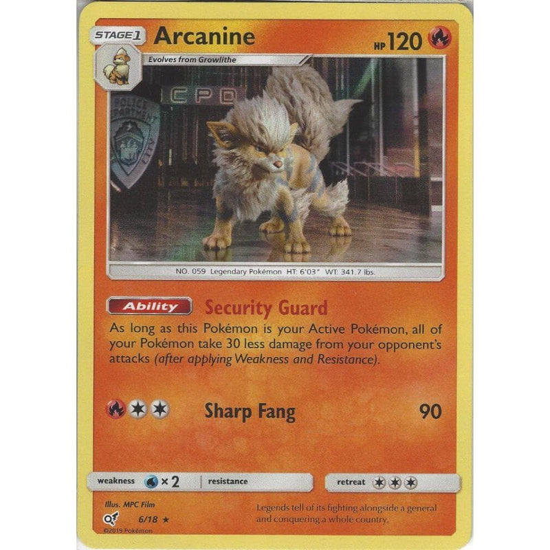 Arcanine - 6/18 - Rare Holo Foil Card - Detective Pikachu - Recaptured LTD Arcanine - 6/18 - Rare Holo Foil Card - Detective Pikachu - Recaptured LTD