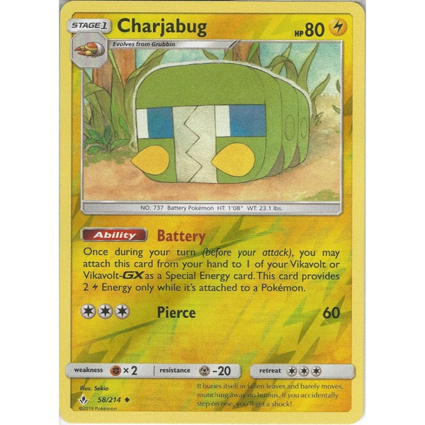 Pokemon Trading Card Game Charjabug - 58/214 - Uncommon Reverse Holo Card - SM10 Unbroken Bonds