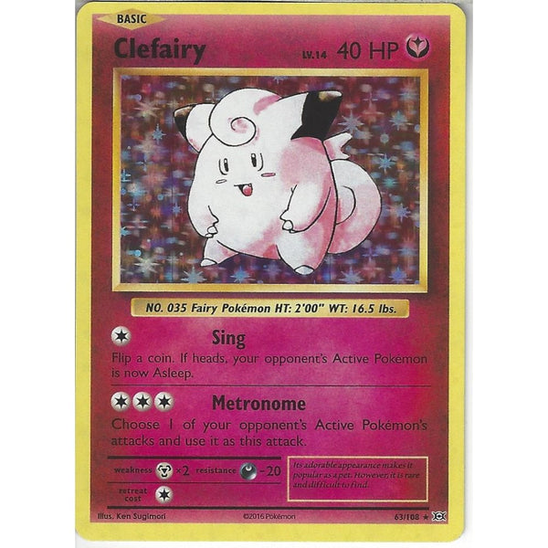 Pokemon Trading Card Game Clefairy Lv.14 63/108 | Rare Holo Card | XY Evolutions