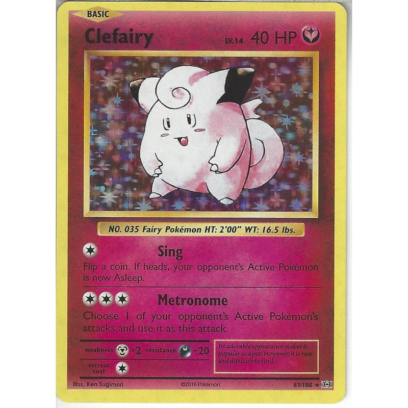 rare clefairy card Clefairy Lv.14 63/108 | Rare Holo Card | XY Evolutions