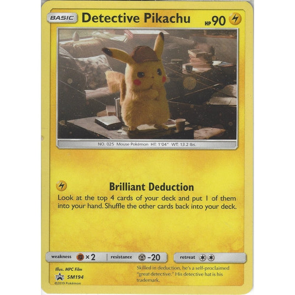 Pokemon Trading Card Game Detective Pikachu - SM194 - Rare Holo - Black Star Promo Card