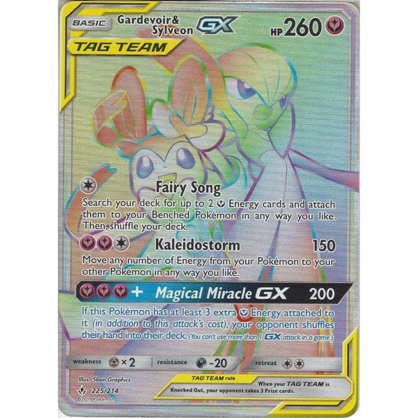 Gardevoir & Sylveon GX TAG TEAM - 225/214 - Rare Rainbow Card - SM10 U