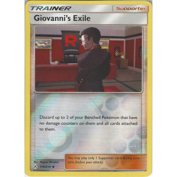 Pokemon Trading Card Game Giovanni's Exile - 174/214 - Uncommon Reverse Holo Card - SM10 Unbroken Bonds