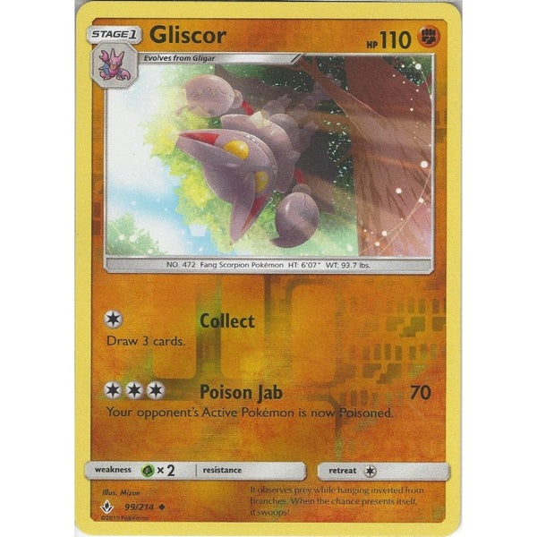 Pokemon Trading Card Game Gliscor - 99/214 - Uncommon Reverse Holo Card - SM10 Unbroken Bonds