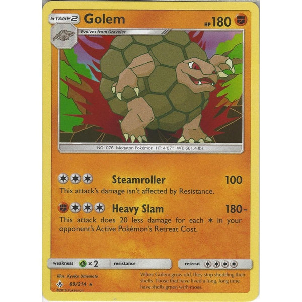 Pokemon Trading Card Game Golem - 89/214 - Rare Holo Card - SM10 Unbroken Bonds