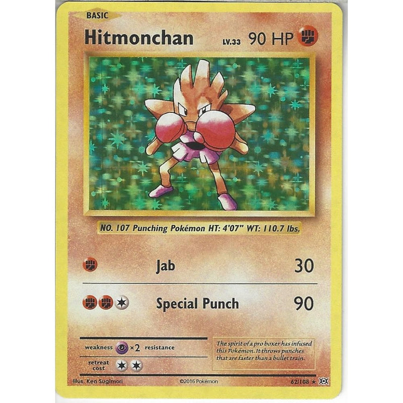 rare hitmonchan pokemon card Hitmonchan Lv.33 62/108 | Rare Holo Card | XY Evolutions