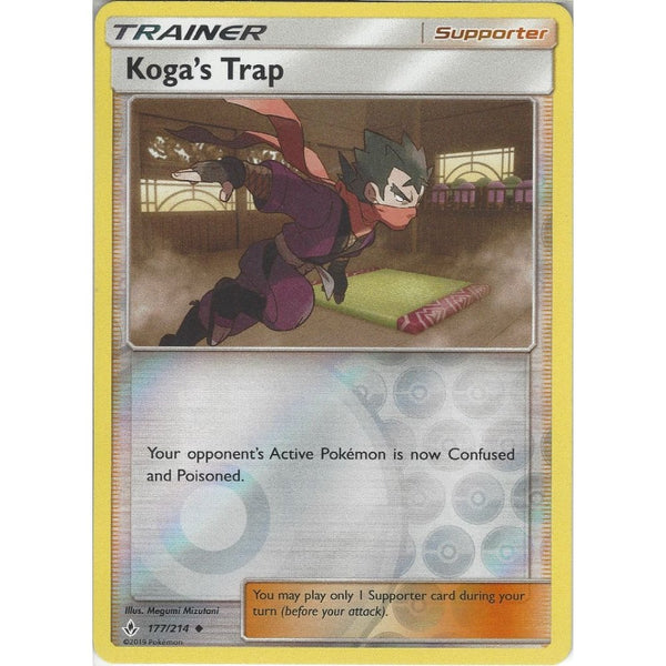 Pokemon Trading Card Game Koga's Trap - 177/214 - Uncommon Reverse Holo Card - SM10 Unbroken Bonds