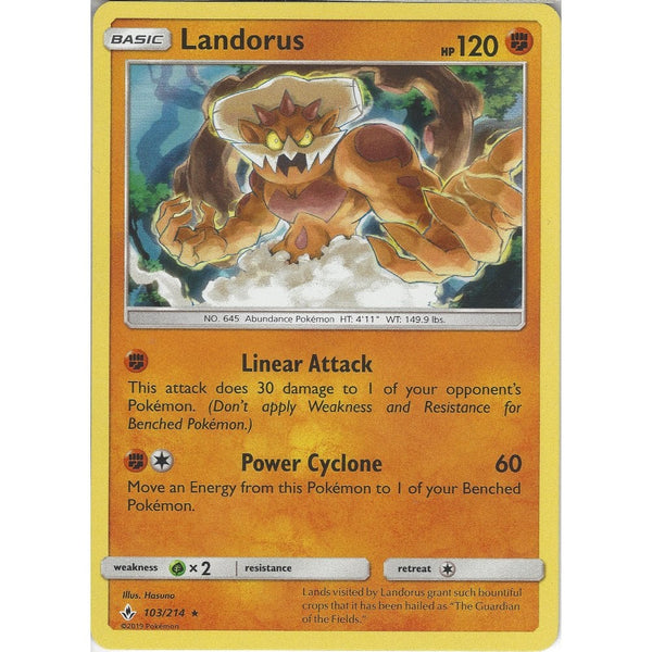 Pokemon Trading Card Game Landorus - 103/214 - Rare Holo Card - SM10 Unbroken Bonds
