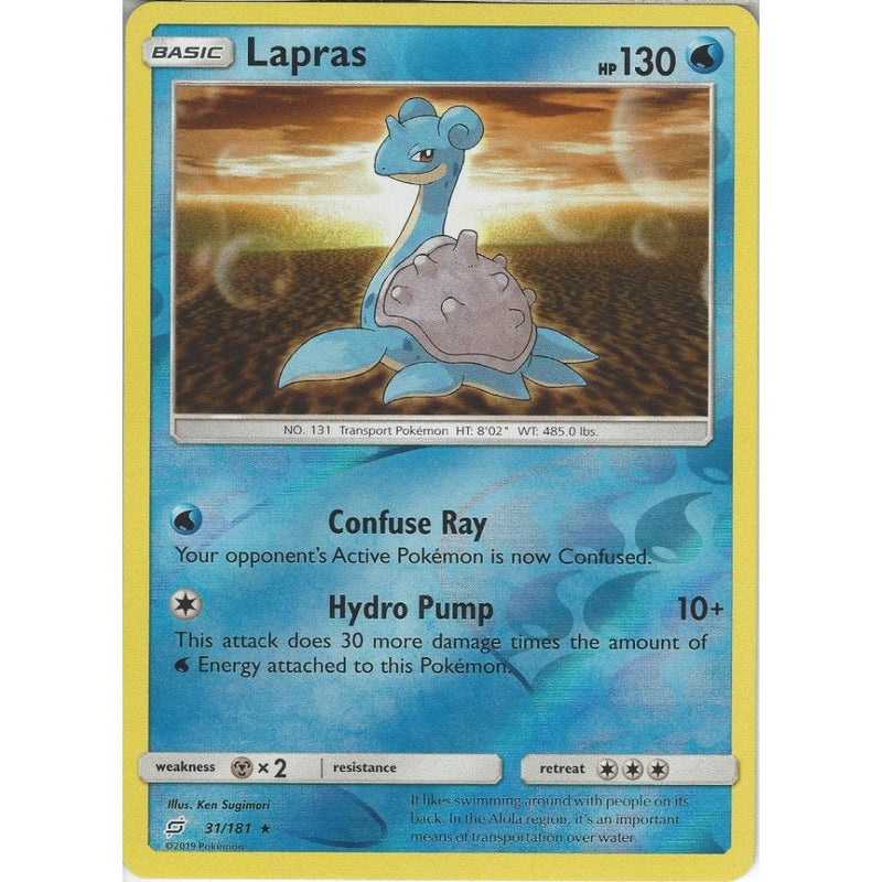 Lapras - 31/181 - Rare Reverse Holo Card - SM09 Team Up - Recaptured LTD Lapras - 31/181 - Rare Reverse Holo Card - SM09 Team Up - Recaptured LTD