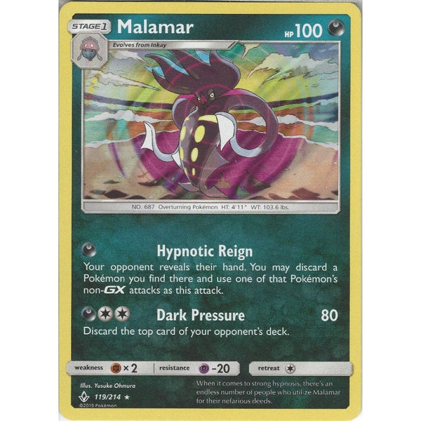 Pokemon Trading Card Game Malamar - 119/214 - Rare Holo Card - SM10 Unbroken Bonds