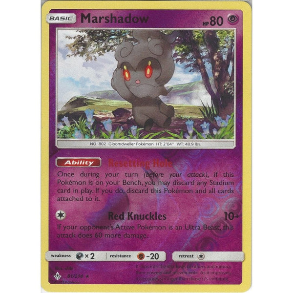 Pokemon Trading Card Game Marshadow - 81/214 - Rare Reverse Holo Card - SM10 Unbroken Bonds