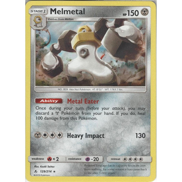 Pokemon Trading Card Game Melmetal - 129/214 - Rare Holo Card - SM10 Unbroken Bonds
