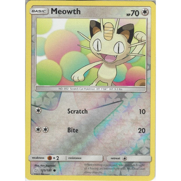 Meowth - 125/181 - Common Reverse Holo Card - SM09 Team Up