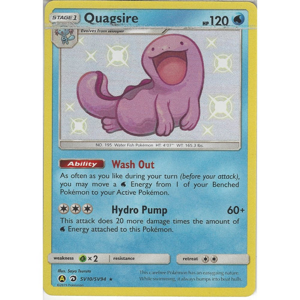 Pokemon Trading Card Game *Misprint* | SV10/SV94 Quagsire | Rare Holo Card | Hidden Fates Shiny Vault