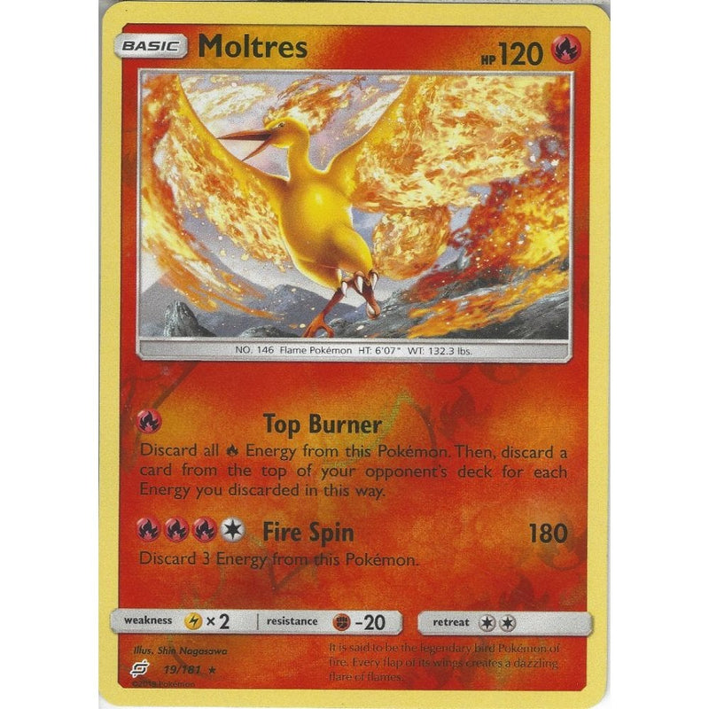 Moltres - 19/181 - Rare Reverse Holo Card - SM09 Team Up - Recaptured LTD Moltres - 19/181 - Rare Reverse Holo Card - SM09 Team Up - Recaptured LTD