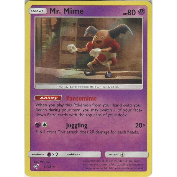 Pokemon Trading Card Game Mr. Mime - 11/18 - Rare Holo Foil Card - Detective Pikachu