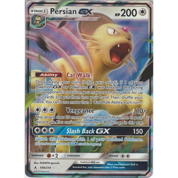 Pokemon Trading Card Game Persian GX - 149/214 - Rare Holo GX Card - SM10 Unbroken Bonds