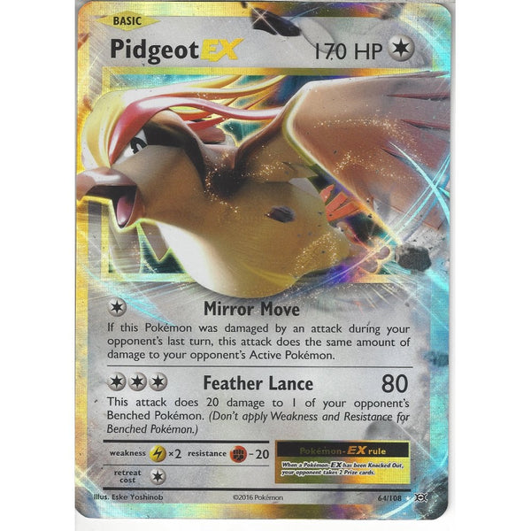 Pokemon Trading Card Game Pidgeot EX 64/108 | Rare Holo EX Card | XY Evolutions