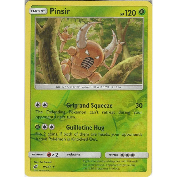 Pinsir - 9/181 - Rare Reverse Holo Card - SM09 Team Up