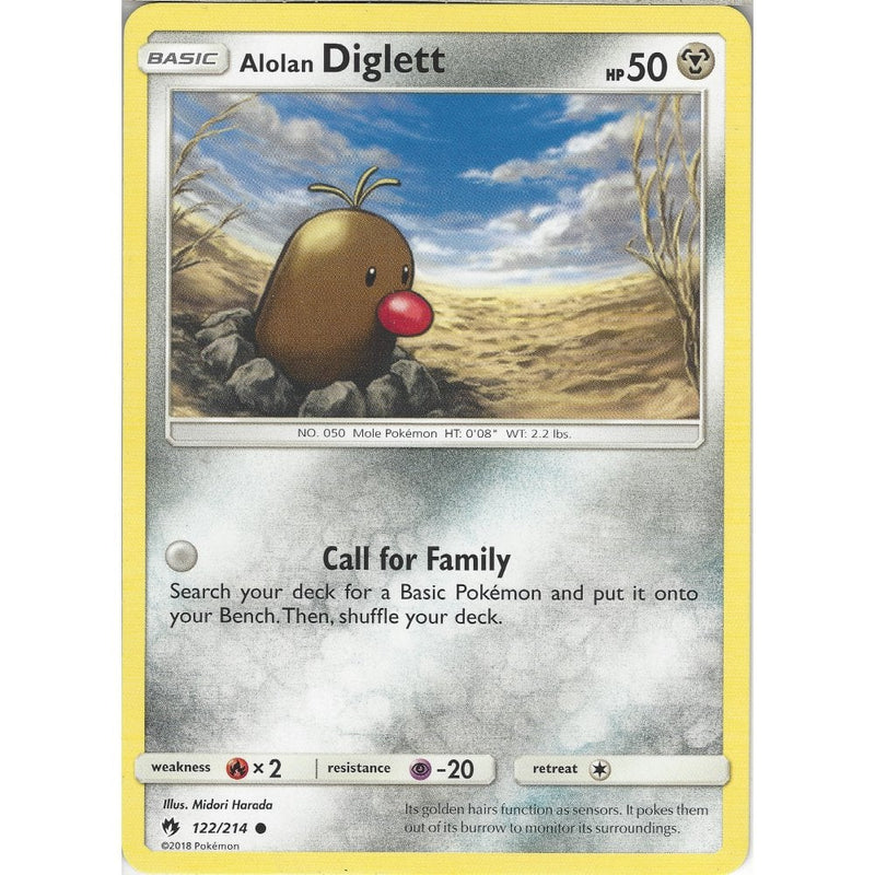 Pokemon Alolan Diglett - 122/214 - Common Card - SM8 Lost Thunder - Recaptured LTD Pokemon Alolan Diglett - 122/214 - Common Card - SM8 Lost Thunder - Recaptured LTD