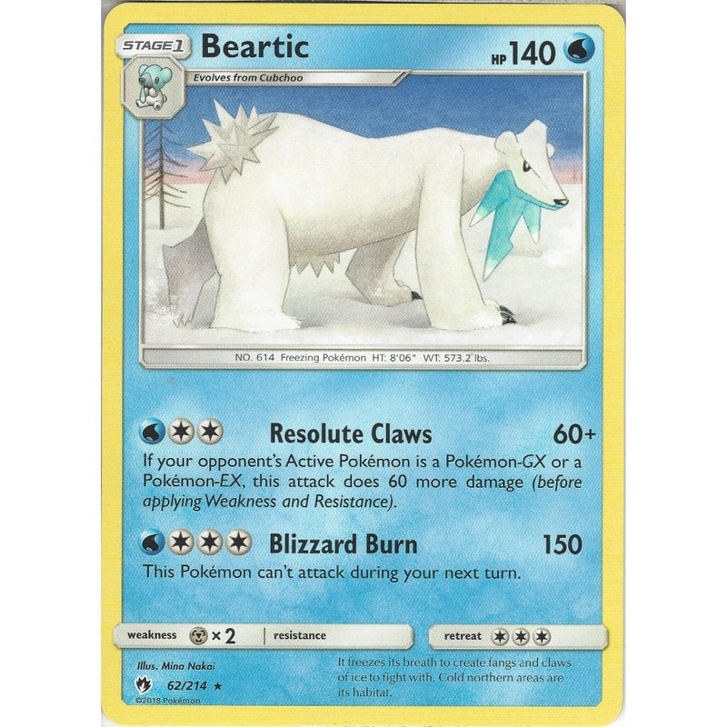 Pokemon Beartic - 62/214 - Rare Card - SM8 Lost Thunder