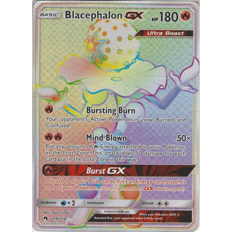 Pokemon Blacephalon GX - 219/214 - Rare Rainbow Card - SM8 Lost Thunde - Recaptured LTD Pokemon Blacephalon GX - 219/214 - Rare Rainbow Card - SM8 Lost Thunde - Recaptured LTD