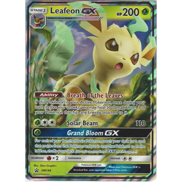 Pokemon Black Star Promo Card: Leafeon GX - SM146 - Rare Holo GX