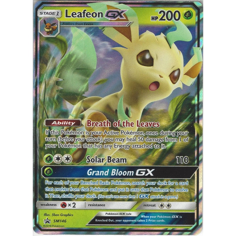 Pokemon Black Star Promo Card: Leafeon GX - SM146 - Rare Holo GX - Recaptured LTD Pokemon Black Star Promo Card: Leafeon GX - SM146 - Rare Holo GX - Recaptured LTD