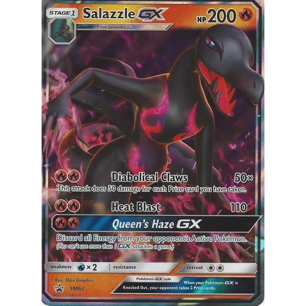 Pokemon Black Star Promo Card: SALAZZLE GX - SM63 - Ultra Rare Holo