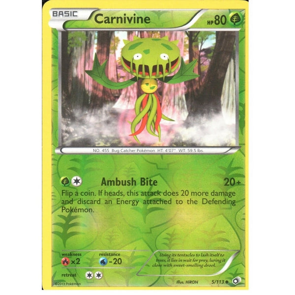 POKEMON Black &amp; White Legendary Treasures - CARNIVINE 5/113 REV HOLO