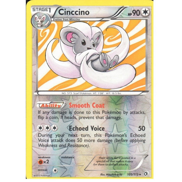 POKEMON Black &amp; White Legendary Treasures - CINCCINO 105/113 REV HOLO