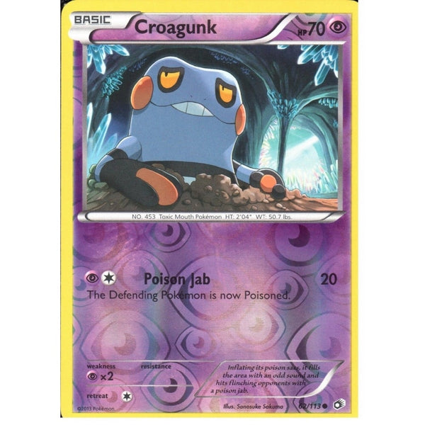 POKEMON Black &amp; White Legendary Treasures - CROAGUNK 62/113 REV HOLO