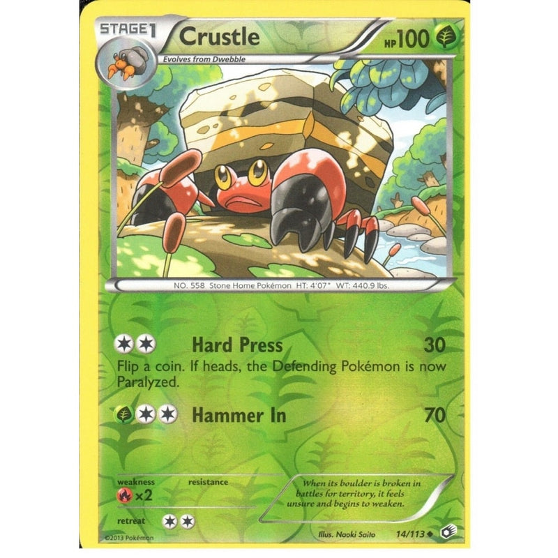 POKEMON Black & White Legendary Treasures - CRUSTLE 14/113 REV HOLO