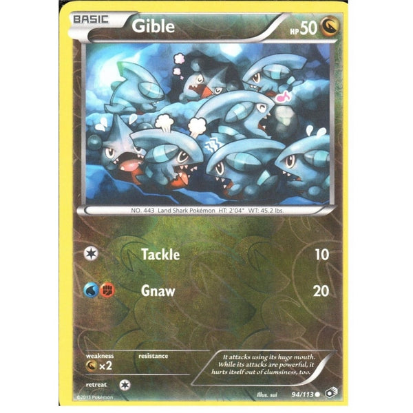 POKEMON Black &amp; White Legendary Treasures - GIBLE 94/113 REV HOLO