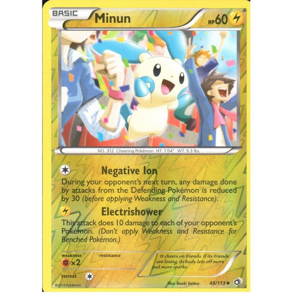 POKEMON Black &amp; White Legendary Treasures - MINUN 48/113 REV HOLO