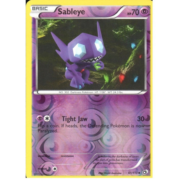 POKEMON Black &amp; White Legendary Treasures - SABLEYE 61/113 REV HOLO