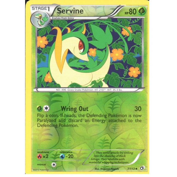 POKEMON Black &amp; White Legendary Treasures - SERVINE 7/113 REV HOLO