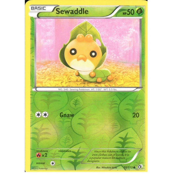POKEMON Black &amp; White Legendary Treasures - SEWADDLE 10/113 REV HOLO