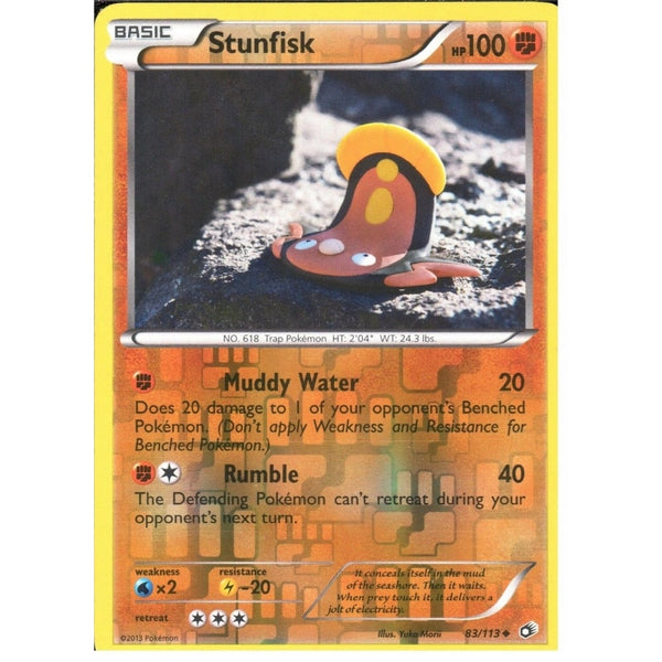 POKEMON Black &amp; White Legendary Treasures - STUNFISK 83/113 REV HOLO
