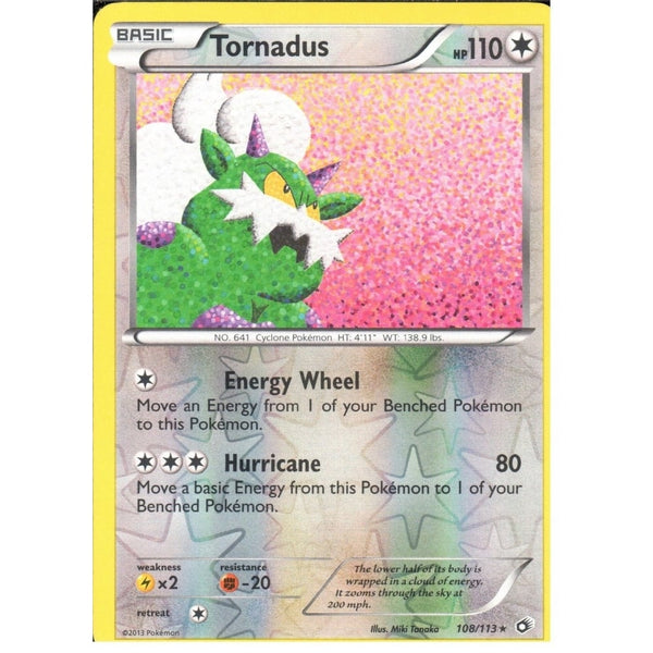 POKEMON Black &amp; White Legendary Treasures - TORNADUS 108/113 REV HOLO