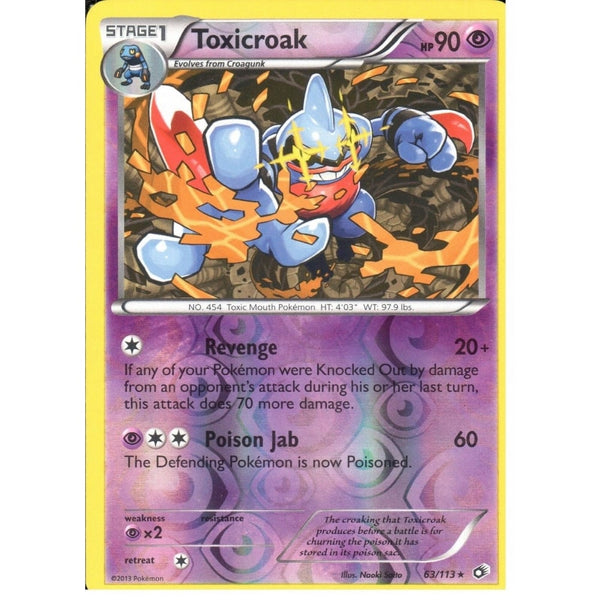 POKEMON Black &amp; White Legendary Treasures - TOXICROAK 63/113 REV HOLO
