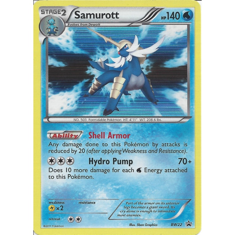 Pokemon Black & White: SAMUROTT - BW22 PROMO - HOLO - BLACK STAR - Recaptured LTD Pokemon Black & White: SAMUROTT - BW22 PROMO - HOLO - BLACK STAR - Recaptured LTD