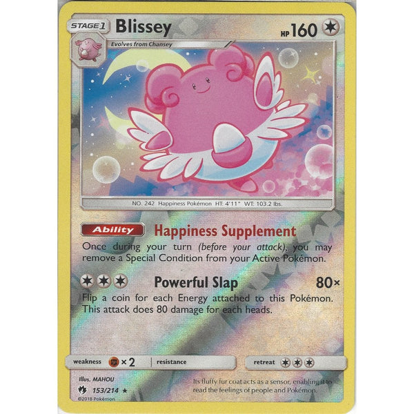 Pokemon Blissey - 153/214 - Rare Reverse Holo Card - SM8 Lost Thunder